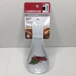 Farberware White Melamine Holiday Spoon Rest Truck Christmas Tree Baking Kitchen